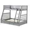 NicBex Twin over Full Bunk Bed Wooden Bed Frame with 2 Drawers, Inclined Ladder and Full Length Guardrail, Space Saving, No Box Spring Required, Gray - 4 of 4