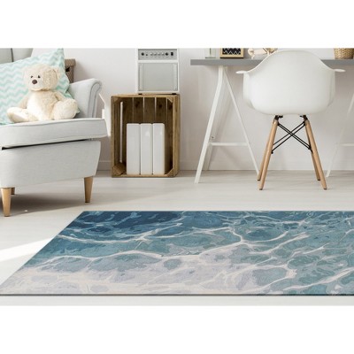 Hand-Tufted Water Blue Wool 5' x 7' Area Rug