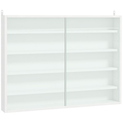 HOMCOM 5-Tier Display Cabinet, Wall-Mounted Glass Door Cabinet with 4 Adjustable Shelves