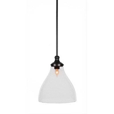Toltec Lighting Juno 1 - Light Pendant in  Matte Black with 11.75" Clear Bubble Shade