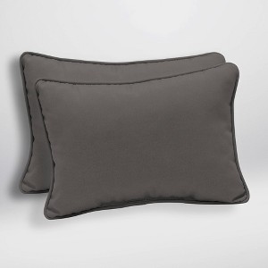 2pk Canvas Texture Oversized Outdoor Lumbar Pillows Slate - Arden Selections, Grey