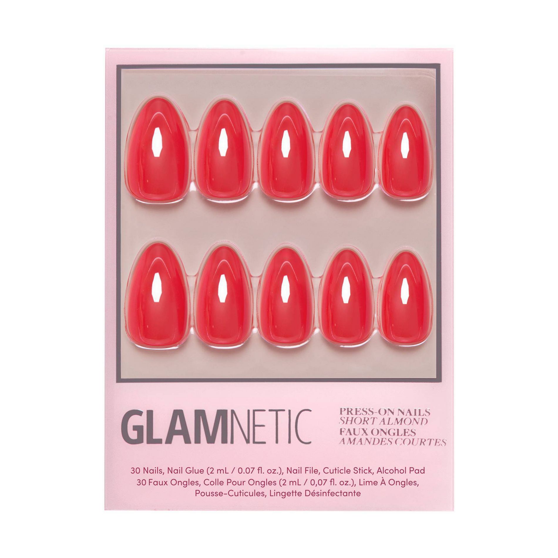 Glamnetic Fake Nails - Red Flag - 30ct - Ulta Beauty: Almond Shape, Gloss Finish, ABS Material