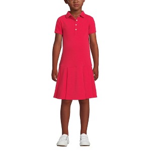 Lands' End School Uniform Kids Short Sleeve Mesh Pleated Polo Dress - 1 of 3