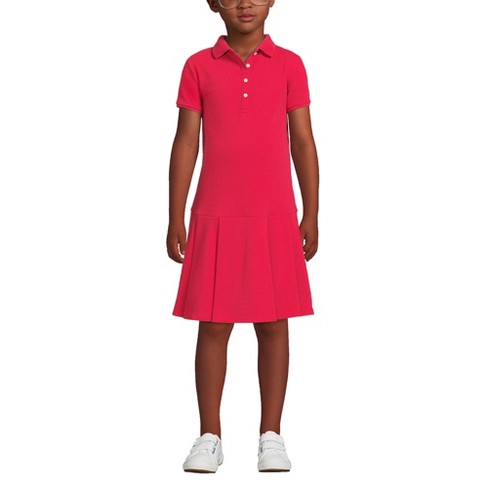 Lands End School Uniform Kids Short Sleeve Mesh Pleated Polo Dress 14 Red Target