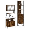 vidaXL 3-Piece Smoked Oak Bathroom Furniture Set – Engineered Wood Cabinets and Wall-Mounted Mirror, Powder-Coated Steel Accents, Moisture Resistant - 2 of 4