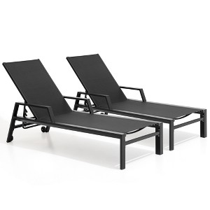 Crestlive Products Outdoor Lounge Chair with Wheels and Armrest, Extra Large Pool Lounge Chairs, Aluminum with Adjustable 5 Backrest - 1 of 4
