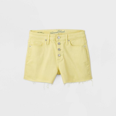 yellow jean shorts womens