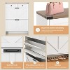 Coucheta Farmhouse Shoe Cabinet with 2 Flip Drawers - Slim Entryway Organizer with Rustic Metal Accents, White - 4 of 4