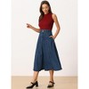 Allegra K Women's Long High Rise Button Front A-line Classic Jean Skirts - 2 of 4
