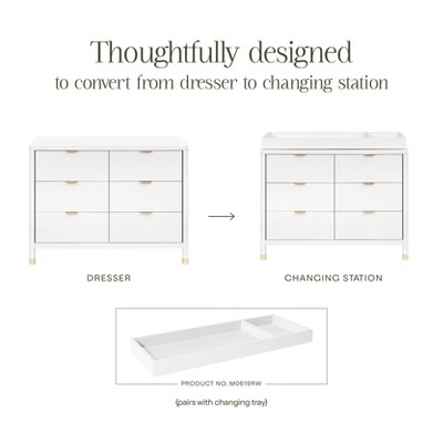 Warm White 6-Drawer Dresser with Gold Accents