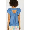 Women's Chambray Flutter Sleeve Keyhole Back Top - current air - 2 of 4