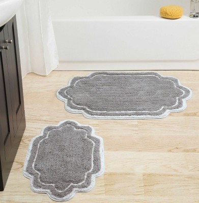 Home Weavers Inc Allure Collection Gray Cotton 5-Piece Bath Rug Set, Grey