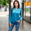 Anna-Kaci Women's Velvet Long Sleeve Blouse with Ruffled Collar and Button Detail - image 2 of 4