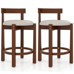 Tangkula 24" Counter Height Bar Stools Set of 2 w/Backrests & Footrests for Kitchen - 1 of 4