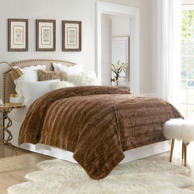 Swift Home | 1-Piece Embossed Faux Fur Coverlet Bedspread