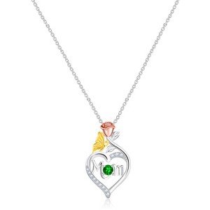 Molenia Mother's Day 925 Sterling Silver Birthstone Necklace for Mom Women Pendant Mama Necklaces Jewelry Christmas Birthday Unique Gifts for Her - 1 of 4