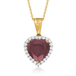 Ross-Simons 6.00 Carat Ruby Heart Pendant Necklace With .40 ct. t.w. White Topaz in 18kt Gold Over Sterling - 1 of 3