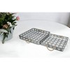 HomeRoots Set of Two Gray Rectangular Metal Handmade Serving Tray With Handles - 2 of 4
