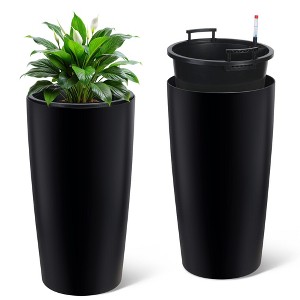 30 in Tall Planters for Outdoor Plants Set of 2, Large Outdoor Planters for Front Porch Decor with Drainage Holes＆Water Level Monitor ＆Inner Bucket - 1 of 4