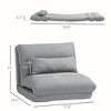 NicBex Convertible Sleeper Chair,Modern Folding Sofa Bed with 6 Position Adjustable Backrest,Modern Couches with Pillows  for Living Room,Gray - 3 of 4