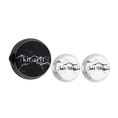 Kitsch Refillable Silicone Jars 3pc Set - Black & White Marble