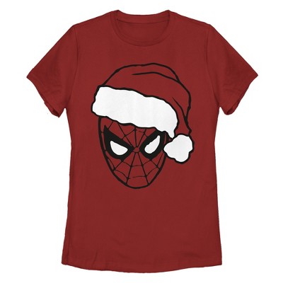 Women's Marvel: Spider-Man Christmas Outline  T-Shirt - Red - Medium