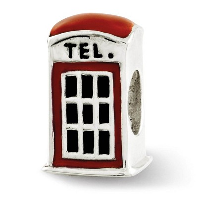 Black Bow Jewelry Sterling Silver Red Enameled Telephone Booth Bead Charm