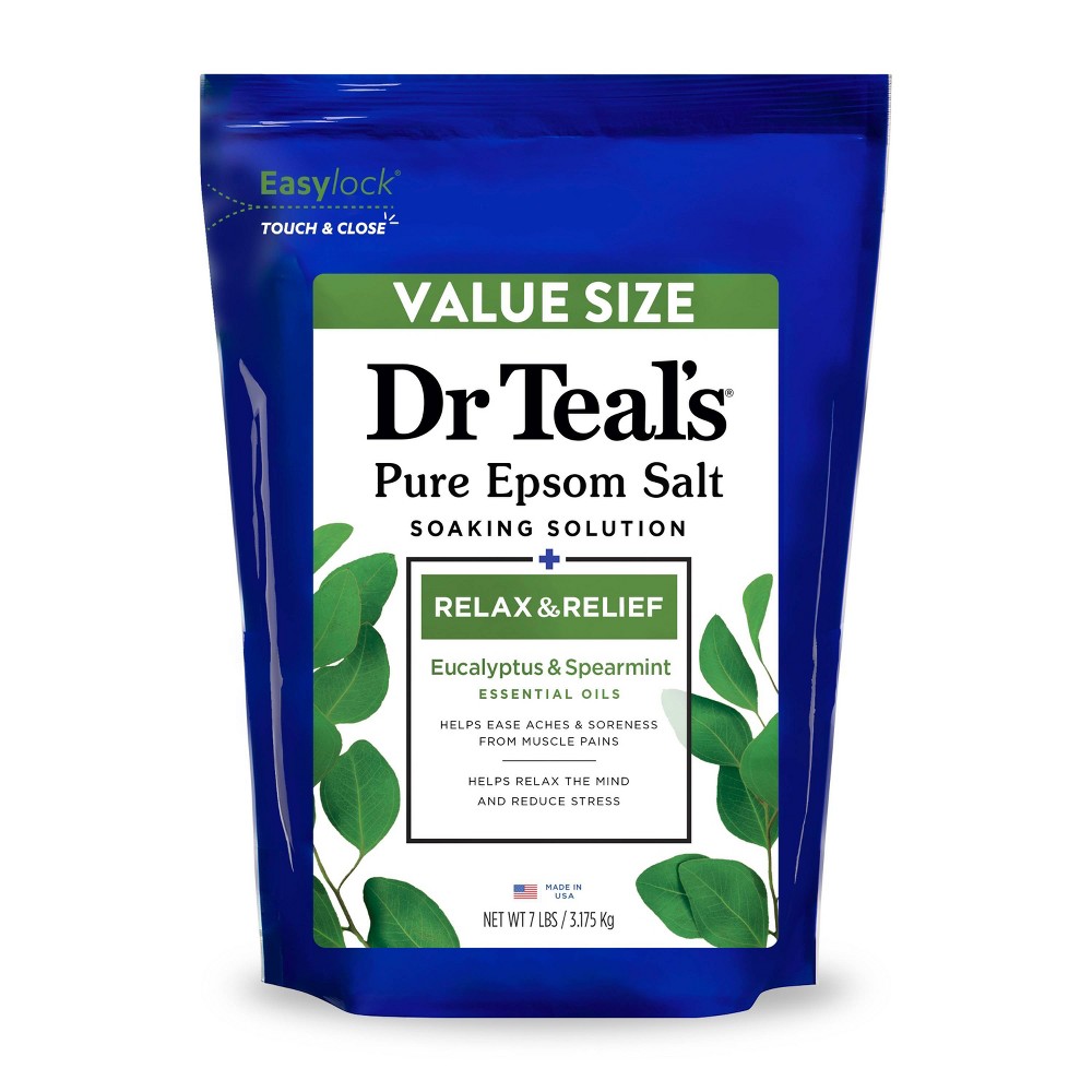 Photos - Shower Gel Dr Teal's Relax & Relief Eucalyptus & Spearmint Pure Epsom Bath Salts - 7l