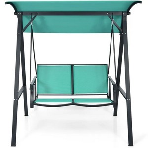 2 Person Patio Swing with Weather Resistant Glider and Adjustable Canopy - 1 of 4