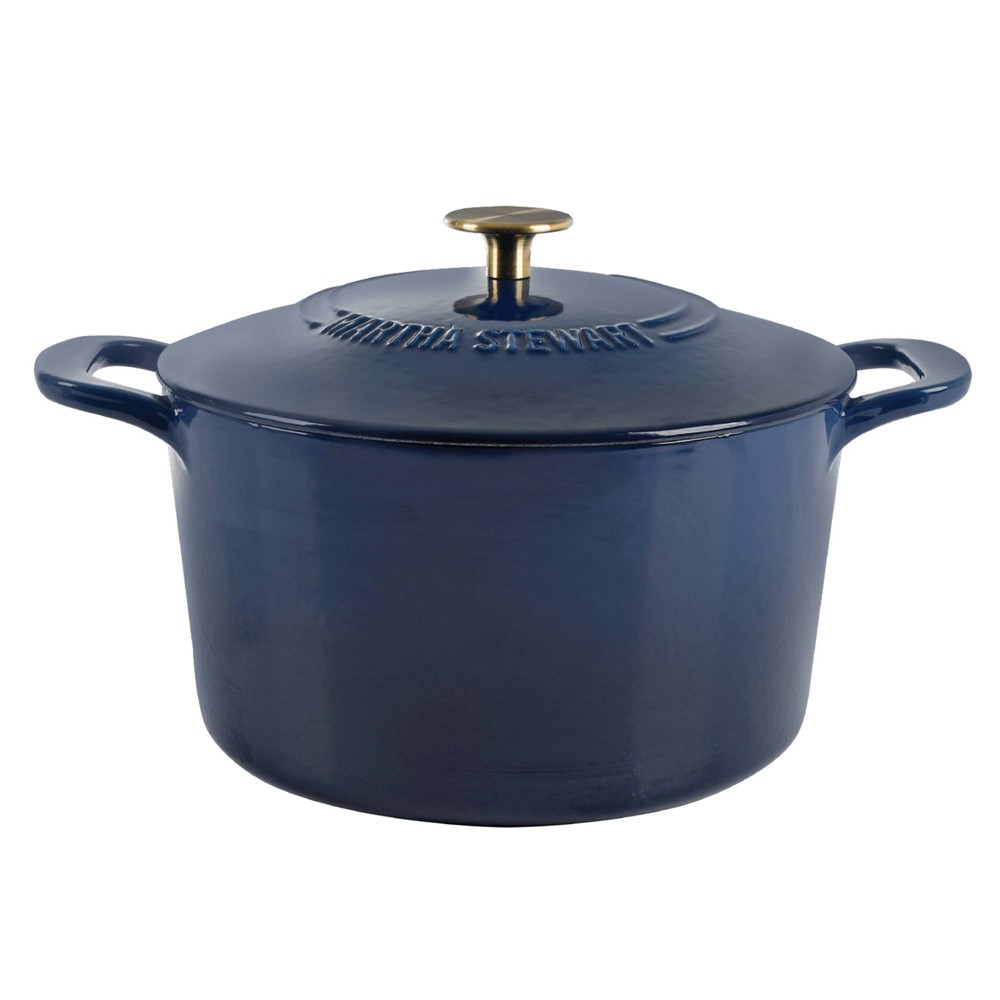 Martha Stewart Gatwick 7qt Enamel Cast Iron Dutch Oven Navy with Gold Knob