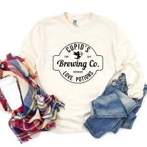 Simply Sage Market Women's Cupid's Brewing Co. Long Sleeve Garment Dyed Tee - 1 of 4