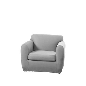 2pc Ultimate Stretch Leather Chair Slipcovers - Sure Fit - 1 of 3