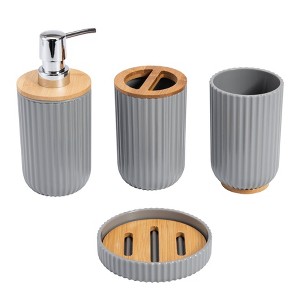 4pc Ribbed Bath Accessory Set - Kralix - 1 of 4