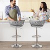Hooseng Adjustable Bar Stools Set of 2, Velvet Upholstered Bar Stools with Black Metal Legs and 360°Swivel - 3 of 4