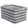 Design Imports Set of 2 Rectangle XL 12.5 x 17.5 x 10.5 Pe Coated Cotton Poly Laundry Bins Stripe Gray: Household Sorting Baskets, 2 Handles, All Ages - 3 of 4