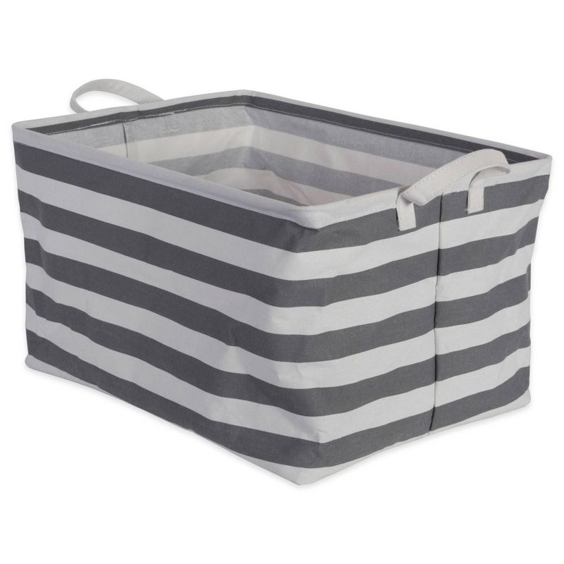 Design Imports Set of 2 Rectangle XL 12.5 x 17.5 x 10.5 Pe Coated Cotton Poly Laundry Bins Stripe Gray, 3 of 9