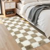 Ultra-Soft Shaggy Carpet Runner with Non-Slip Backing, Modern Checkerboard Hallway Rug, Luxurious Fuzzy - 3 of 4