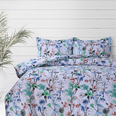 Twin Chloe Printed Oversized Duvet Cover Set Green - Azores Home