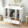 Vynxaria 36" White Freestanding Bathroom Storage Cabinet with Resin Sink and Adjustable Shelves - 3 of 4