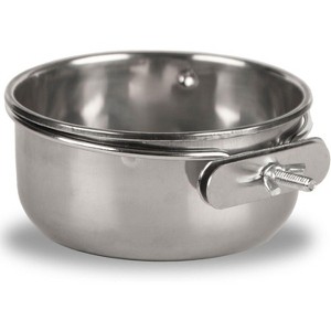 QT Dog Stainless Steel Pet Bowl Coop Cup with Clamp - 20 oz - 1 of 2