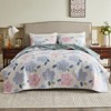Inhand Microfiber Print Quilt Bedding Set, Flower print Soft Lightweight Coverlet For All Season - 2 of 4