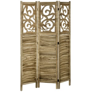 NicBex 67.00" H Room Divider Folding Privacy Screen with Hollow Wood Carving for Home & Office - 1 of 4