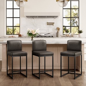 Captiva Designs 24 inch Height Bar Stool with Padded Seat and Back & Sturdy Steel Frame & Footrest - 1 of 4