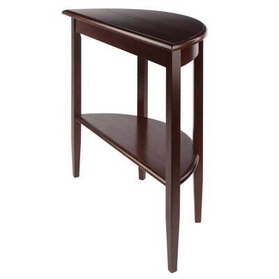 Transitional Demilune Walnut Console Table with Storage