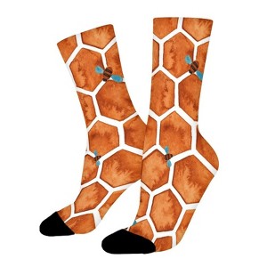 Honeycomb And Bees Women Printed Crew Socks Funny Funky Socks Soft Polyester Novelty Gifts for Artists Men - 1 of 1