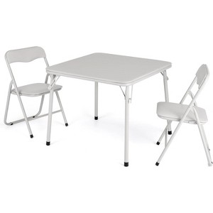 Kids' 3-Piece Folding Table & Chair Set - Upholstered, portable for eating, reading & play. Easy-fold metal frame - 1 of 4