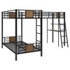 PAGED Full Size Loft Bed with Desk Modern Simple Metal Bed Frame with Storage Shelves, Guardrails and Ladder for Bedroom - 3 of 4