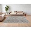 Ivory Taupe and Blue Abstract Power Loom Worn Faded Area Rug With Fringe - 2 of 4