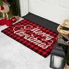 Northlight Red and Black Plaid "Merry Christmas" Natural Coir Christmas Outdoor Doormat 18" x 30" - 3 of 4