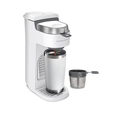 Hamilton Beach The Scoop Single-Serve Coffee Maker 47621: White, 14 oz Capacity, Uses Pods & Ground Coffee, Dishwasher-Safe